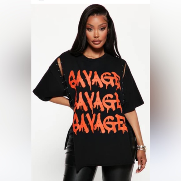Fashion Nova Total Savage Hardware Tee - Black Size XL - Picture 1 of 7